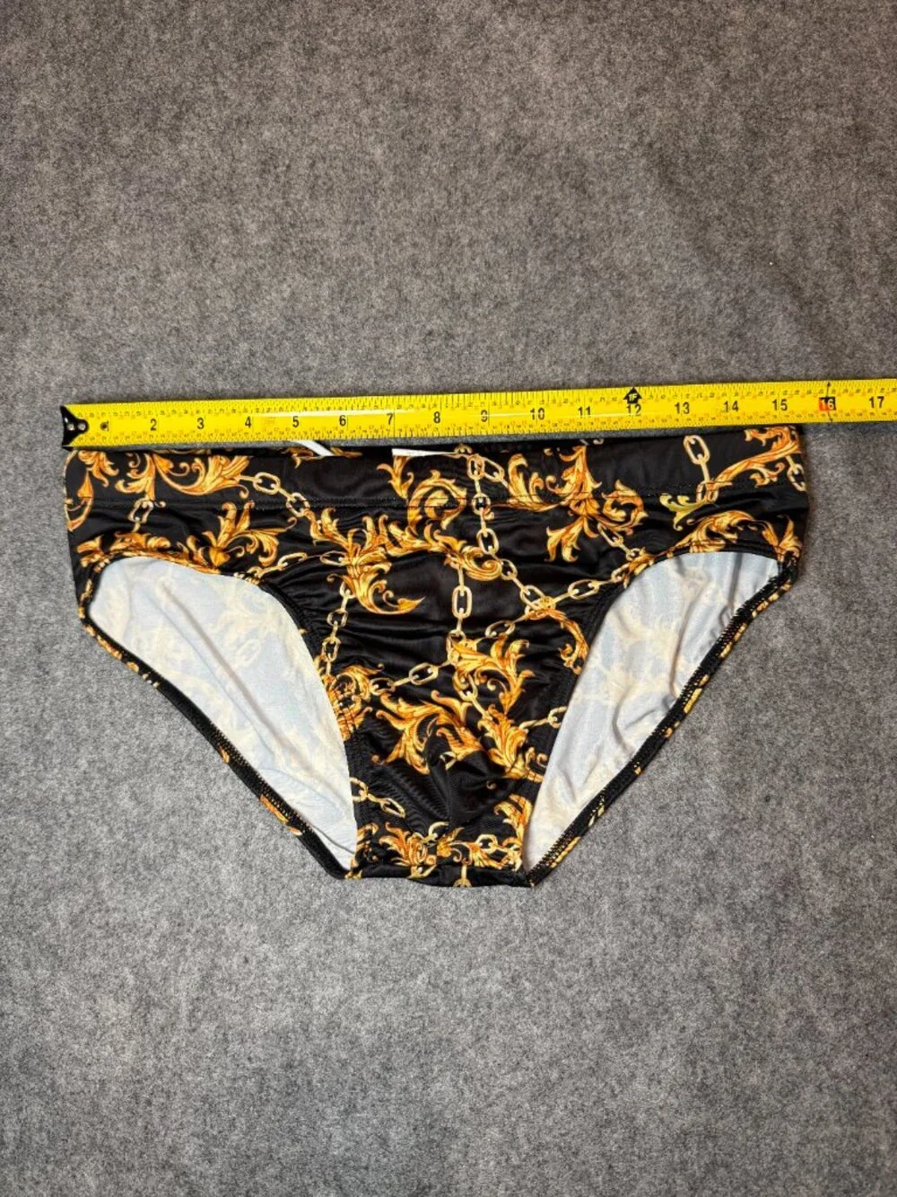 OBEACHSPORT Black Gold Baroque Chain Men’s Swim Brief XL